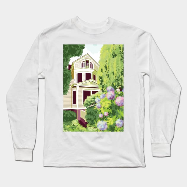 House Nestled in Lush Greenery Long Sleeve T-Shirt by Nathan Watkins Design